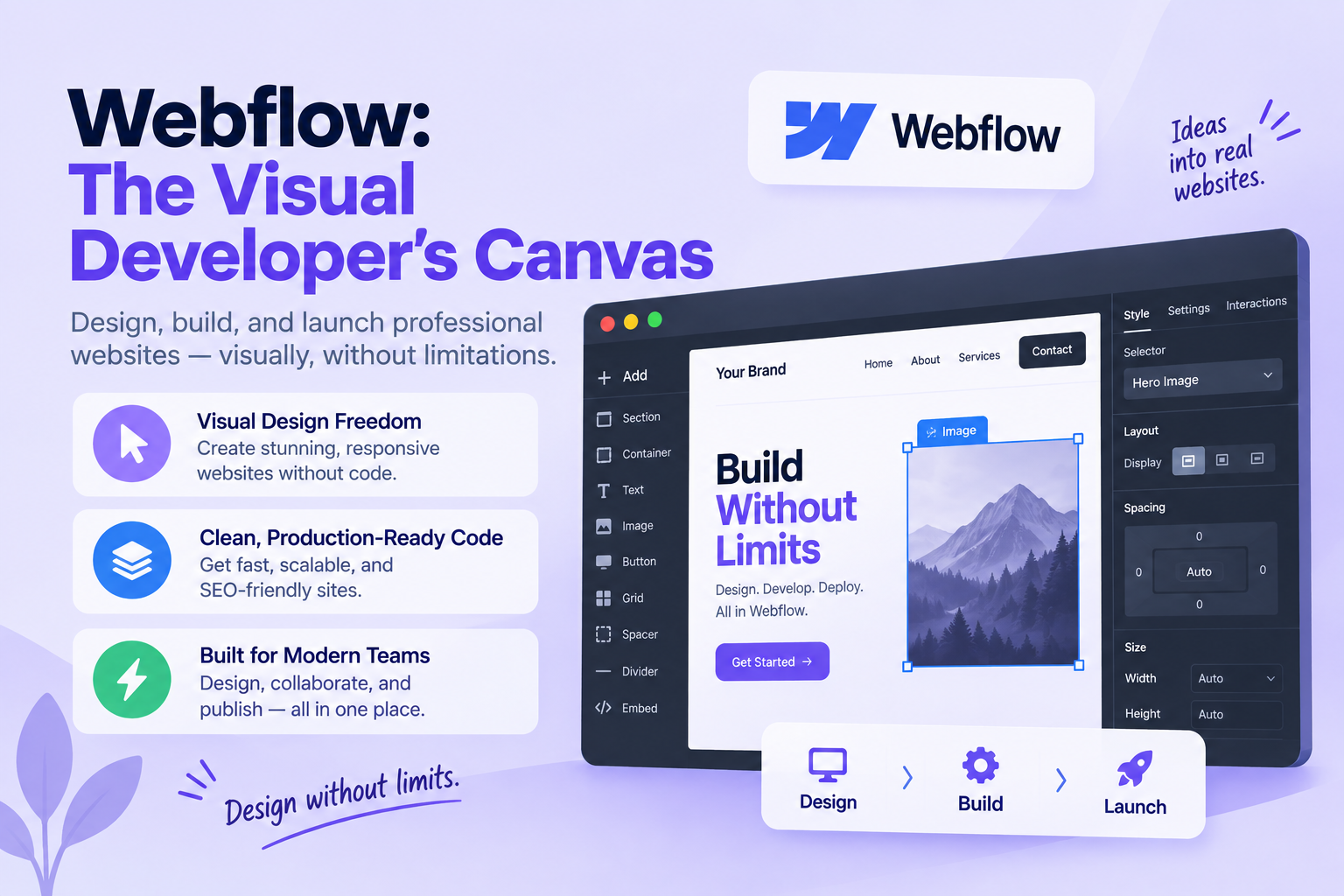 Webflow: The Visual Developer's Canvas illustration