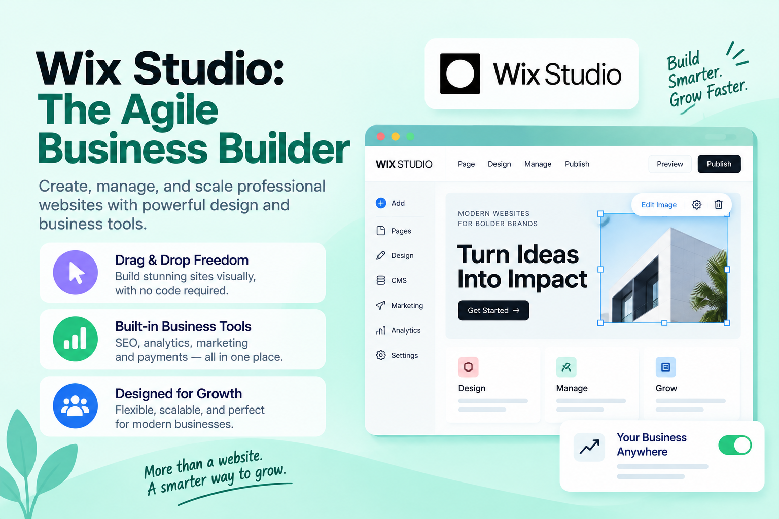 Wix Studio: The Agile Business Builder illustration